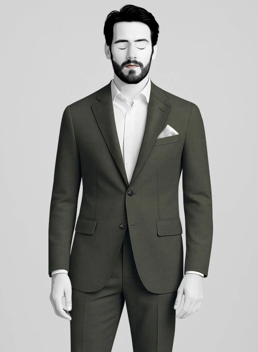 Napolean Stretch Olive Green Wool Suit - Image 4