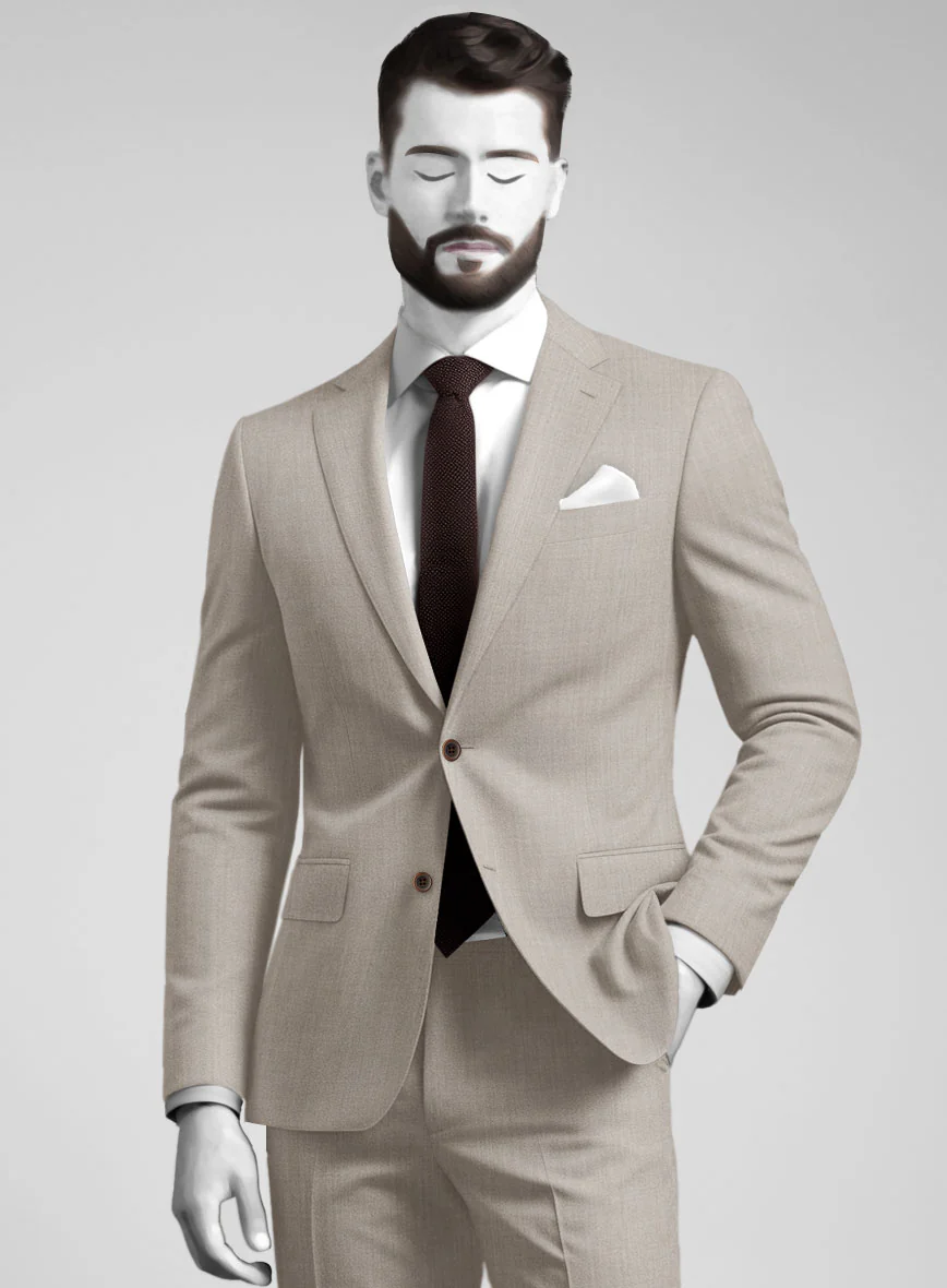 Napolean Stretch Pale Brown Wool Jacket - Image 2