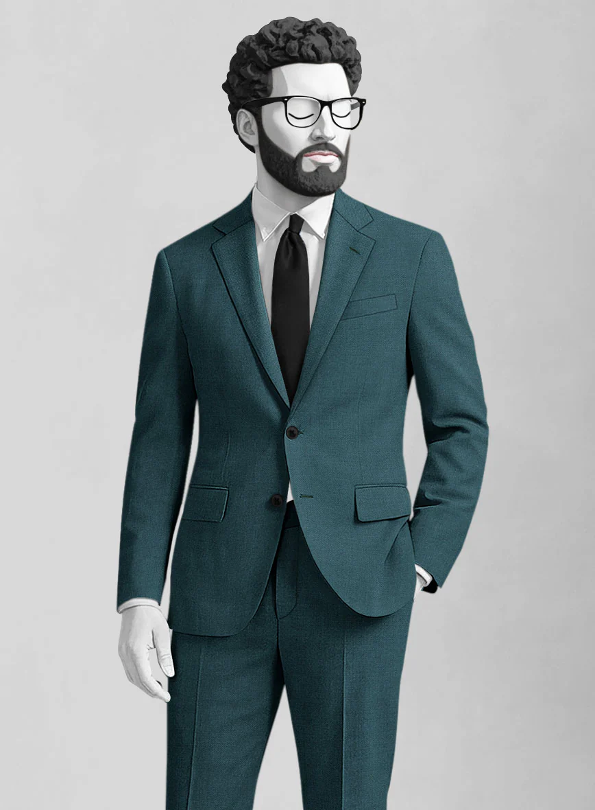 Napolean Stretch Teal Blue Wool Suit - Image 4