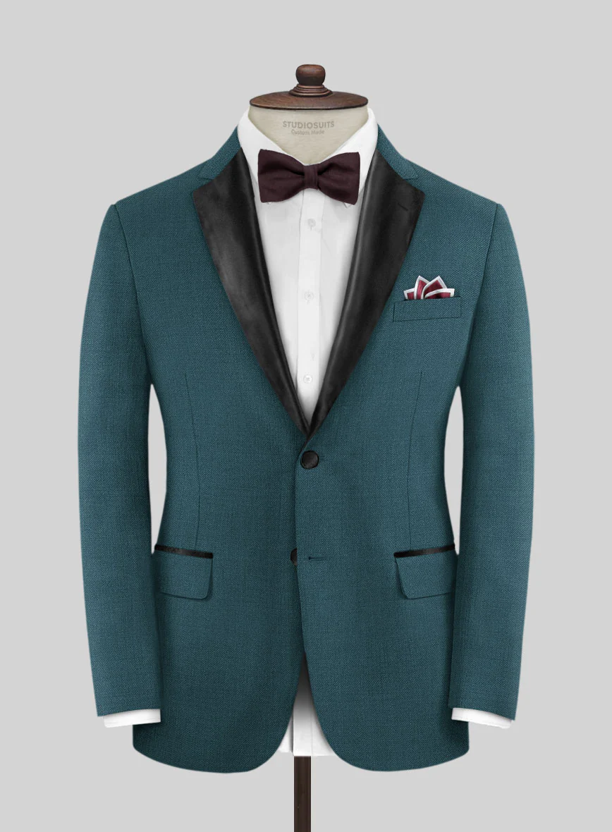 Napolean Stretch Teal Blue Wool Tuxedo Jacket