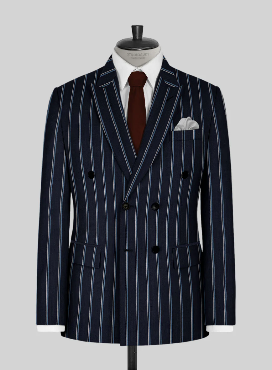 Napolean Vanda Navy Blue Wool Double Breasted Jacket