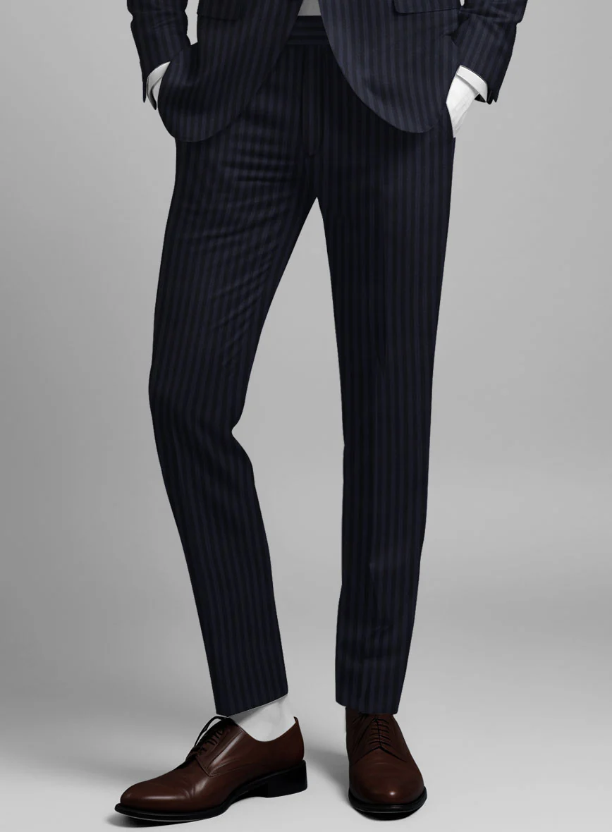 Napolean Vittore Stripe Ink Blue Wool Pants - Image 2