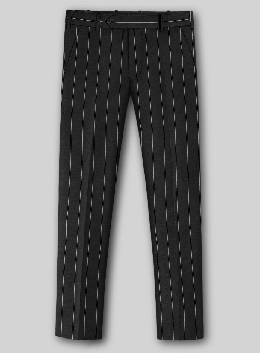 Napolean Wide Stripe Black Wool Pants - Image 2