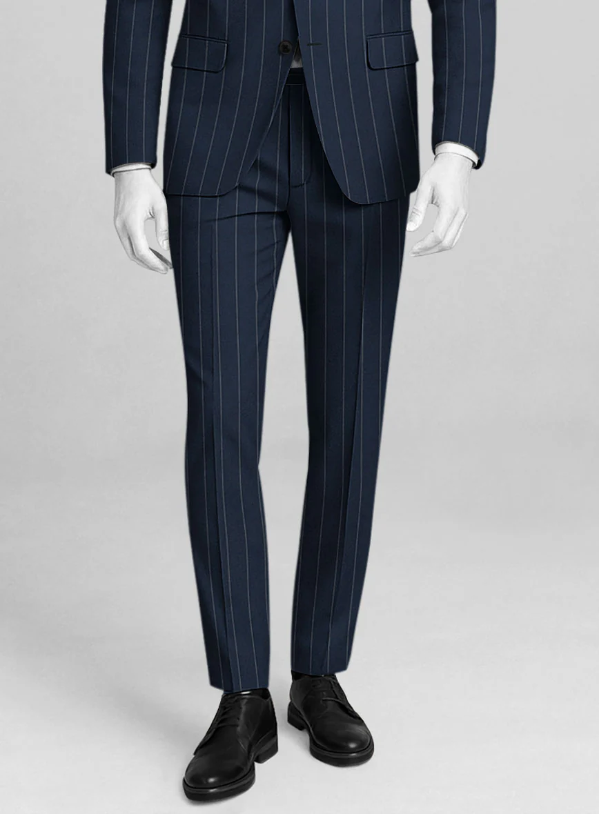 Napolean Wide Stripe Blue Wool Pants