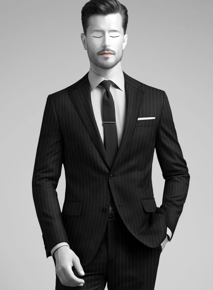 Napolean Windsor Black Stripe Wool Suit - Image 4