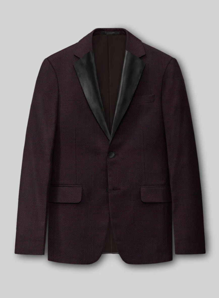 Napolean Wine Birdseye Wool Tuxedo Jacket