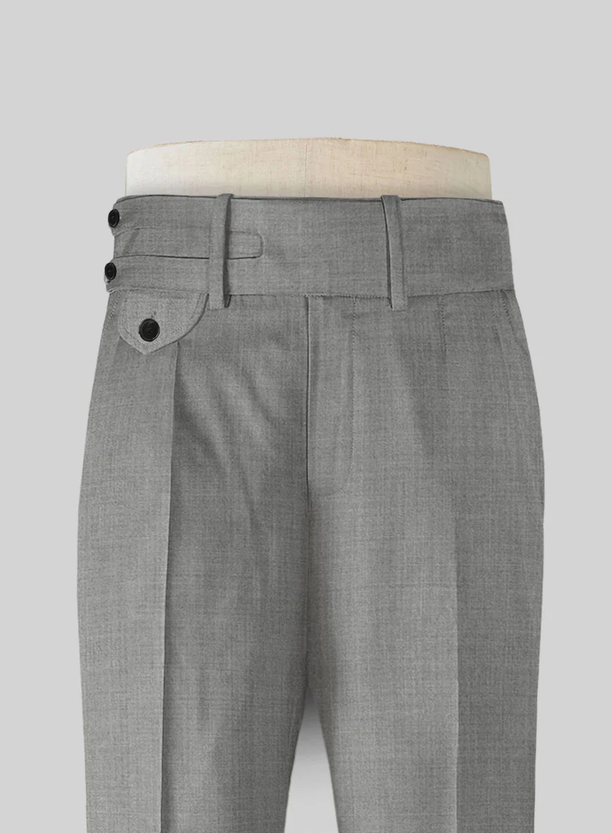 Napolean Worsted Light Gray Wool Double Gurkha Trousers - Image 2