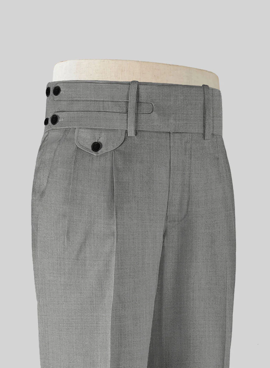 Napolean Worsted Light Gray Wool Double Gurkha Trousers - Image 3