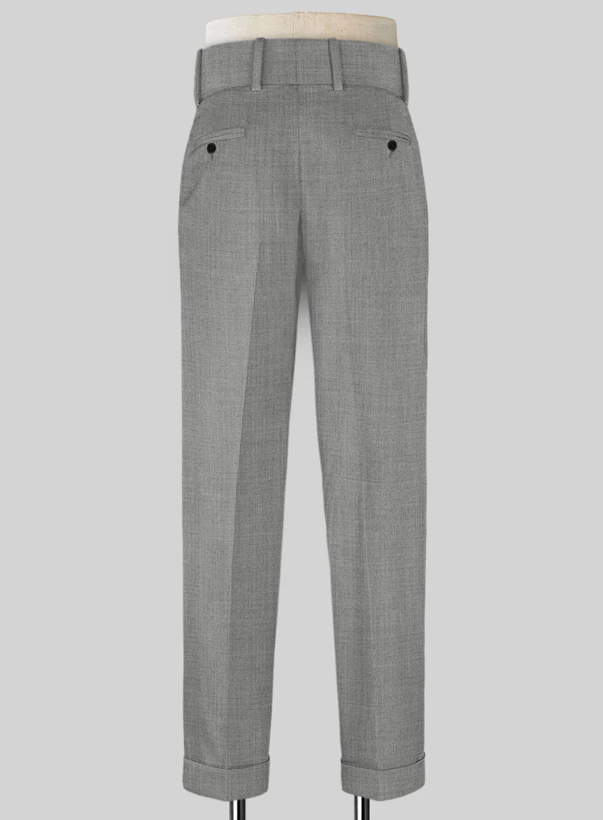 Napolean Worsted Light Gray Wool Double Gurkha Trousers - Image 4