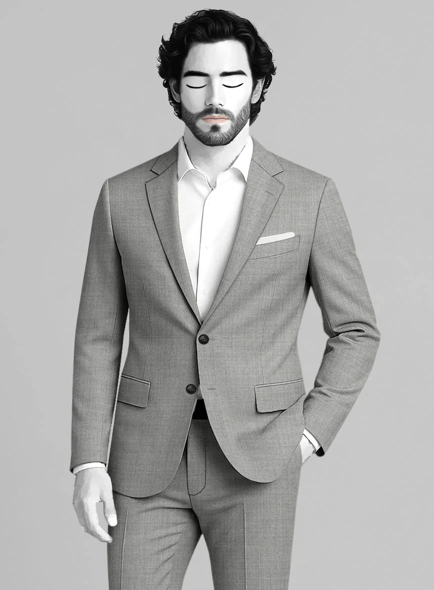 Napolean Worsted Light Gray Wool Suit - Image 3