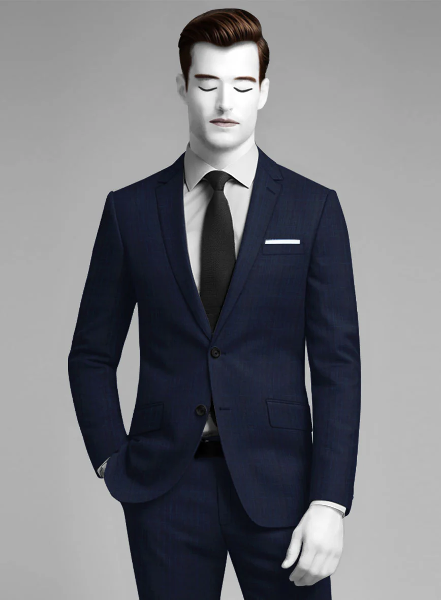 Napolean Xina Tartan Blue Wool Suit - Image 4