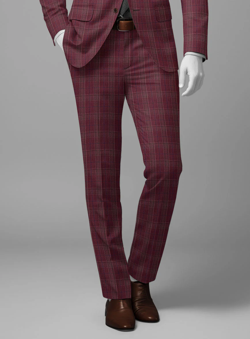 Napolean Xina Tartan Maroon Wool Suit - Image 5