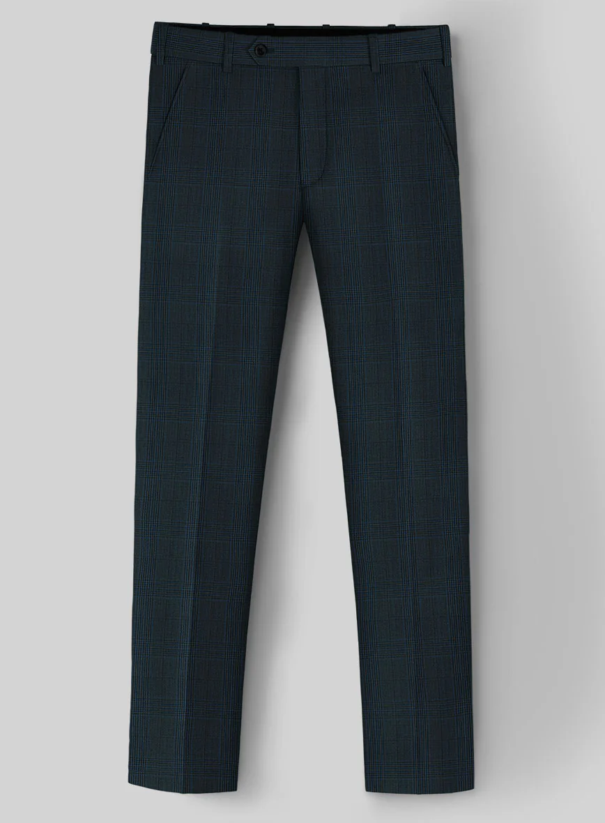 Napolean Xina Tartan Teal Blue Wool Pants