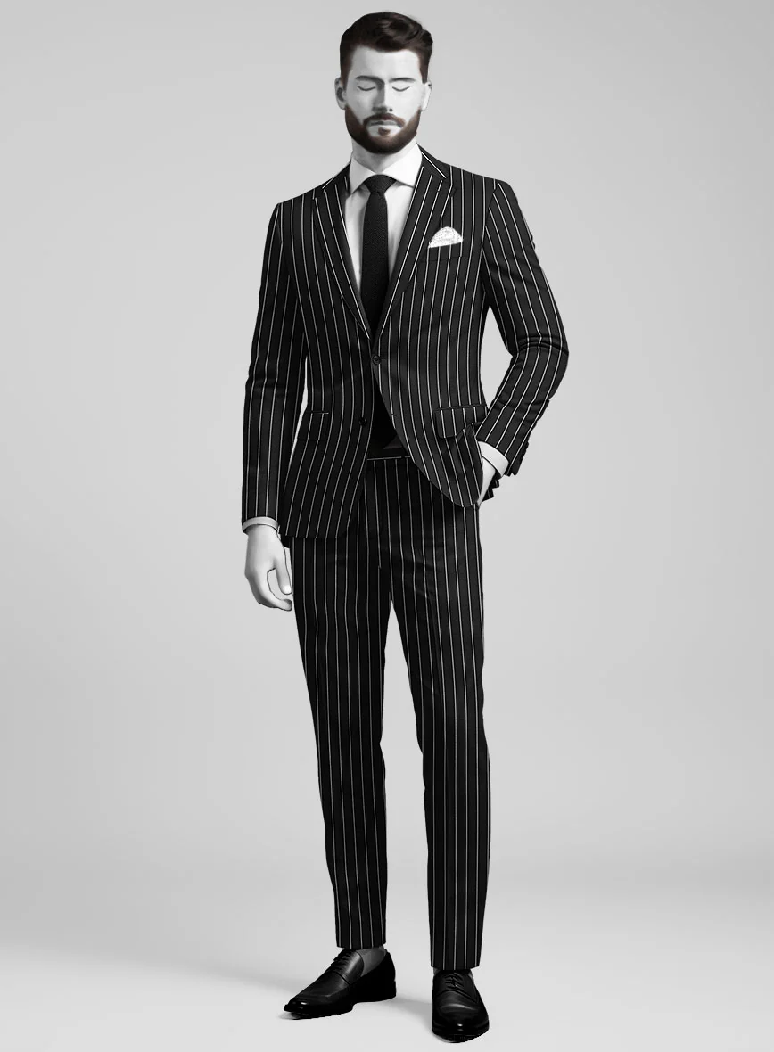 Napolean Zumel Stripe Black Wool Suit