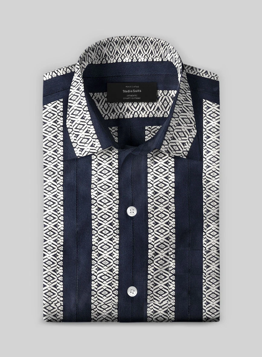 Navy Tribal Stripe Cotton Shirt