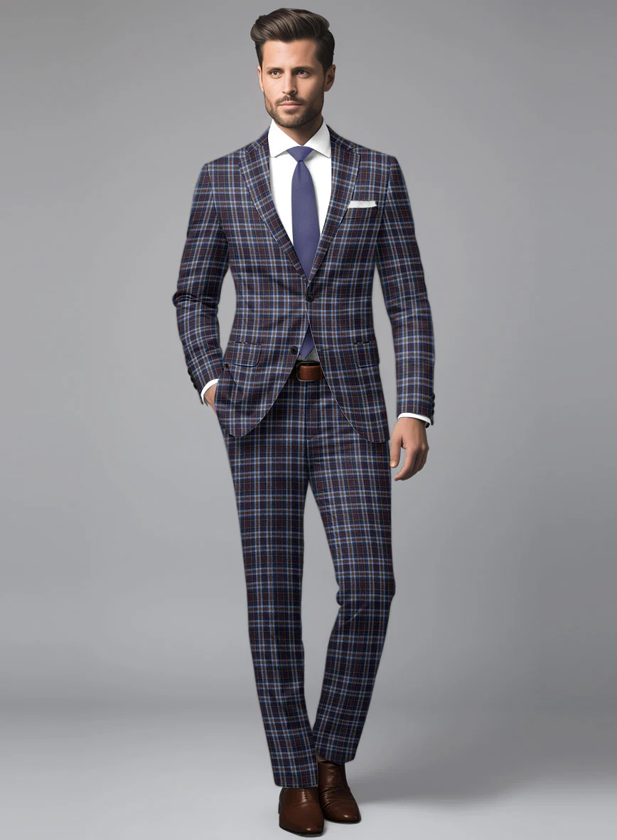 Noble Adrianna Check Wool Silk Linen Suit