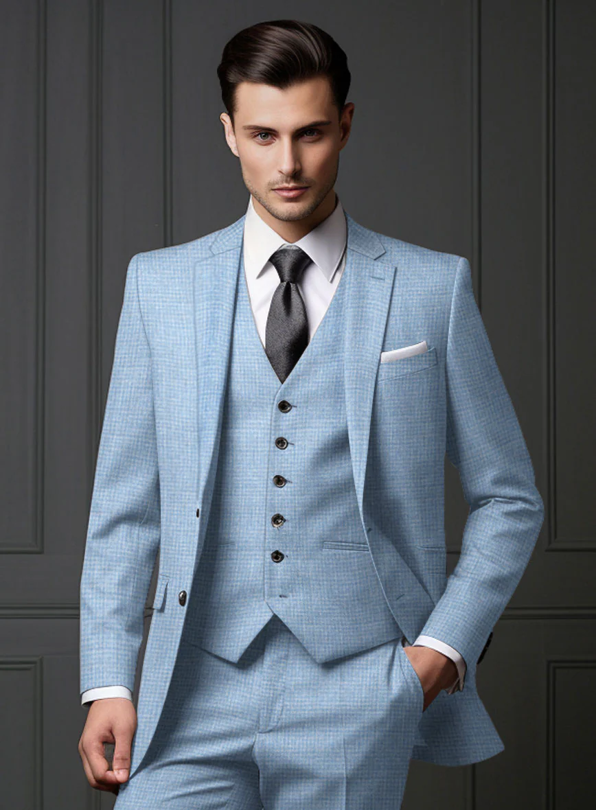 Noble Adrienne Blue Wool Silk Linen Suit - Image 3