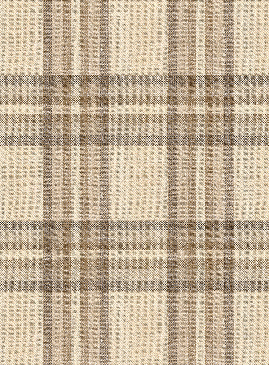 Noble Beige Check Wool Silk Linen Suit - Image 7