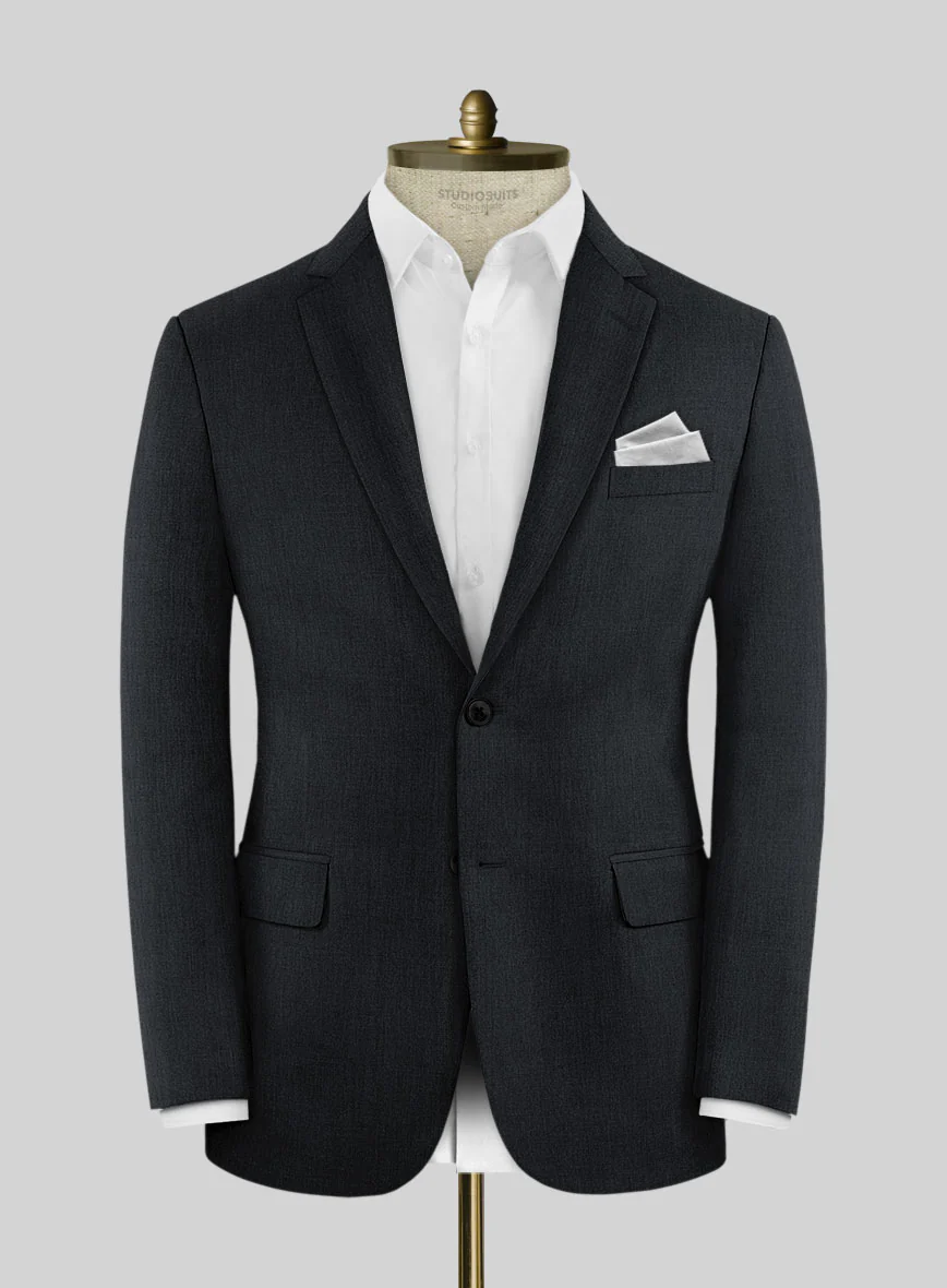 Noble Black Wool Silk Linen Jacket