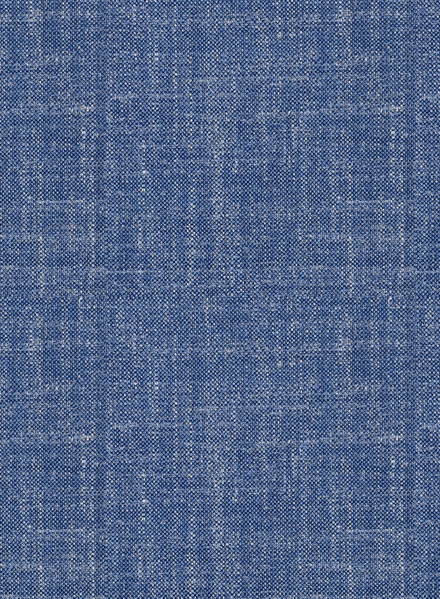 Noble Blue Wool Silk Linen Pants - Image 3