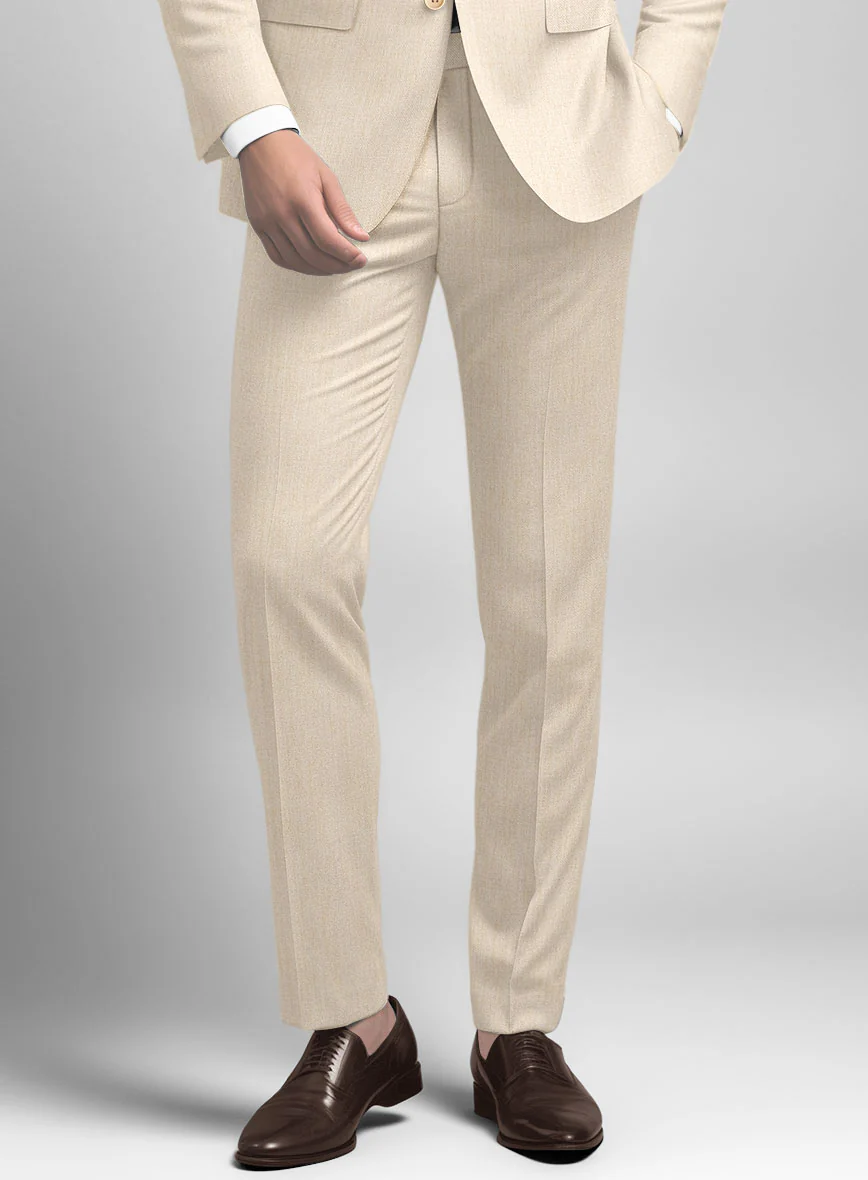 Noble Cream Wool Silk Linen Suit - Image 5