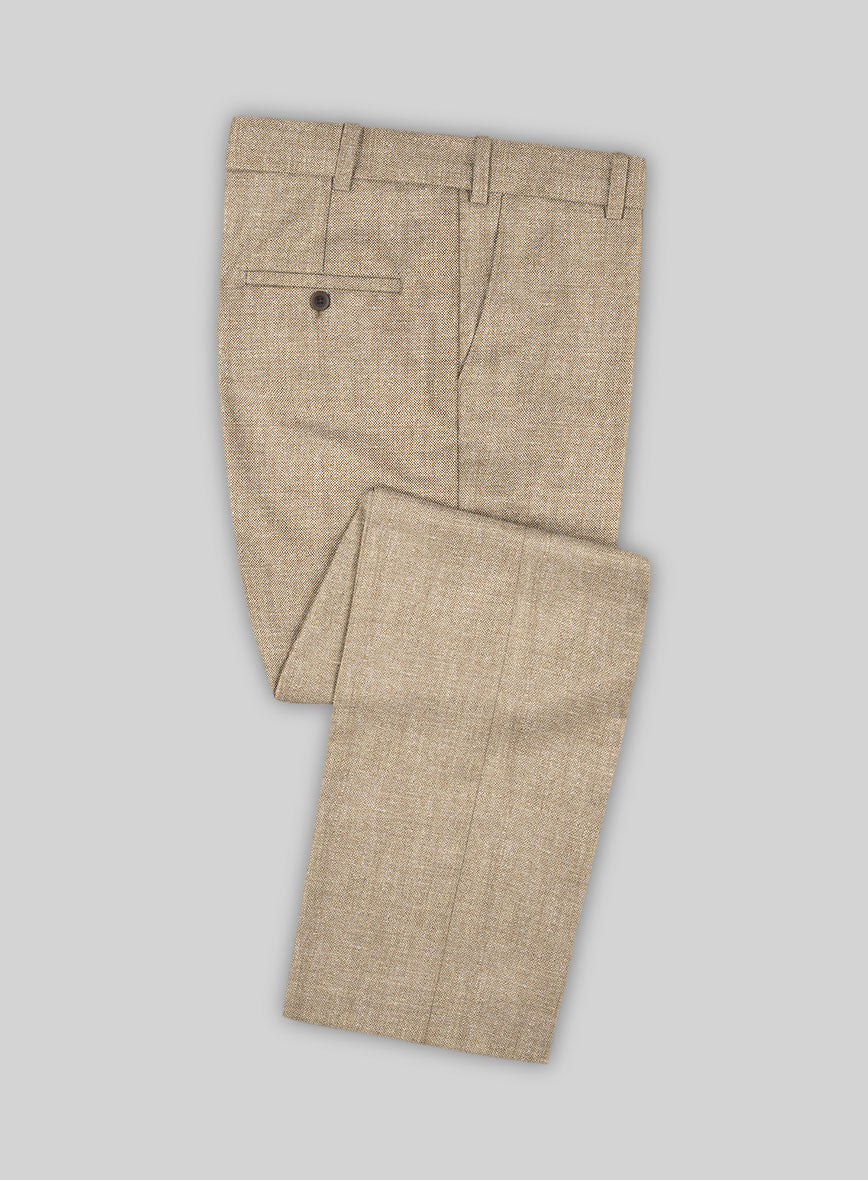 Noble Dark Beige Wool Silk Linen Pants