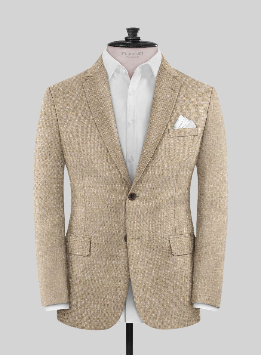 Noble Dark Beige Wool Silk Linen Suit - Image 4