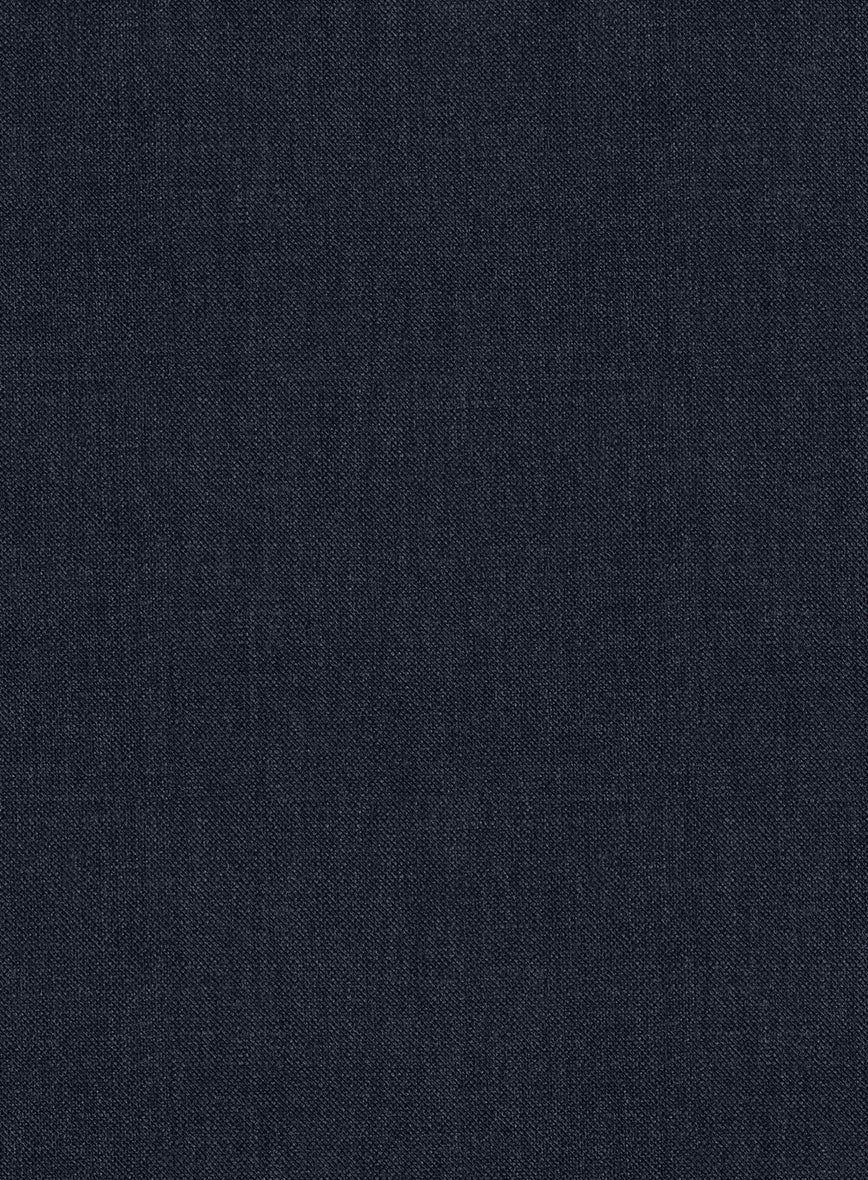 Noble Dark Blue Wool Silk Linen Jacket - Image 3