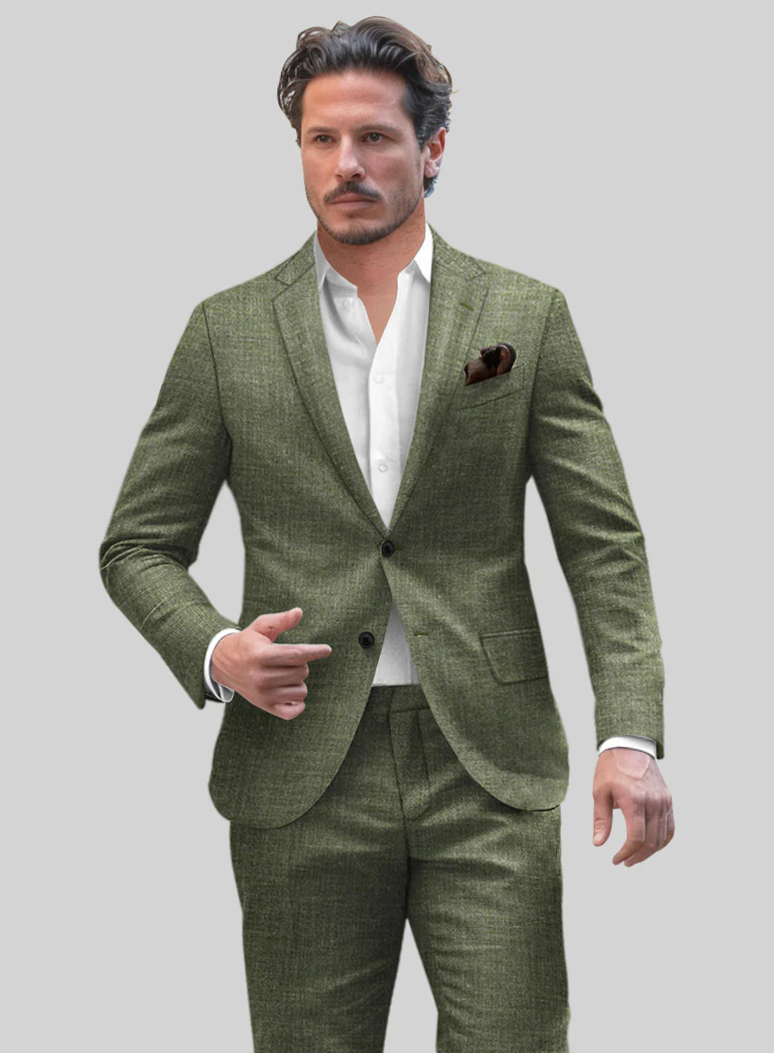 Noble Dew Green Wool Silk Linen Jacket - Image 2