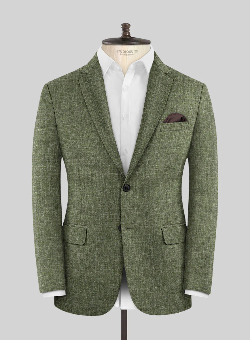 Noble Dew Green Wool Silk Linen Suit - Image 4