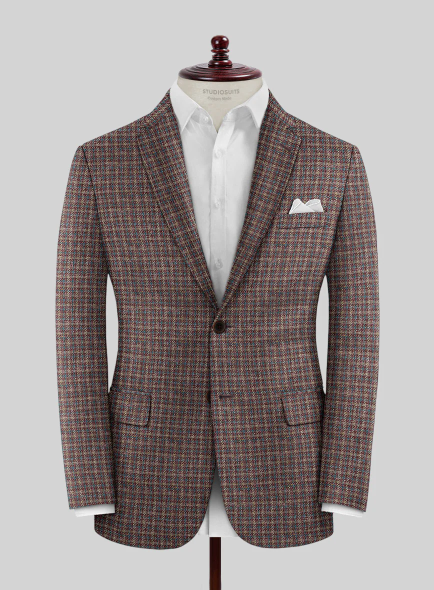Noble Gabriela Check Wool Silk Linen Jacket