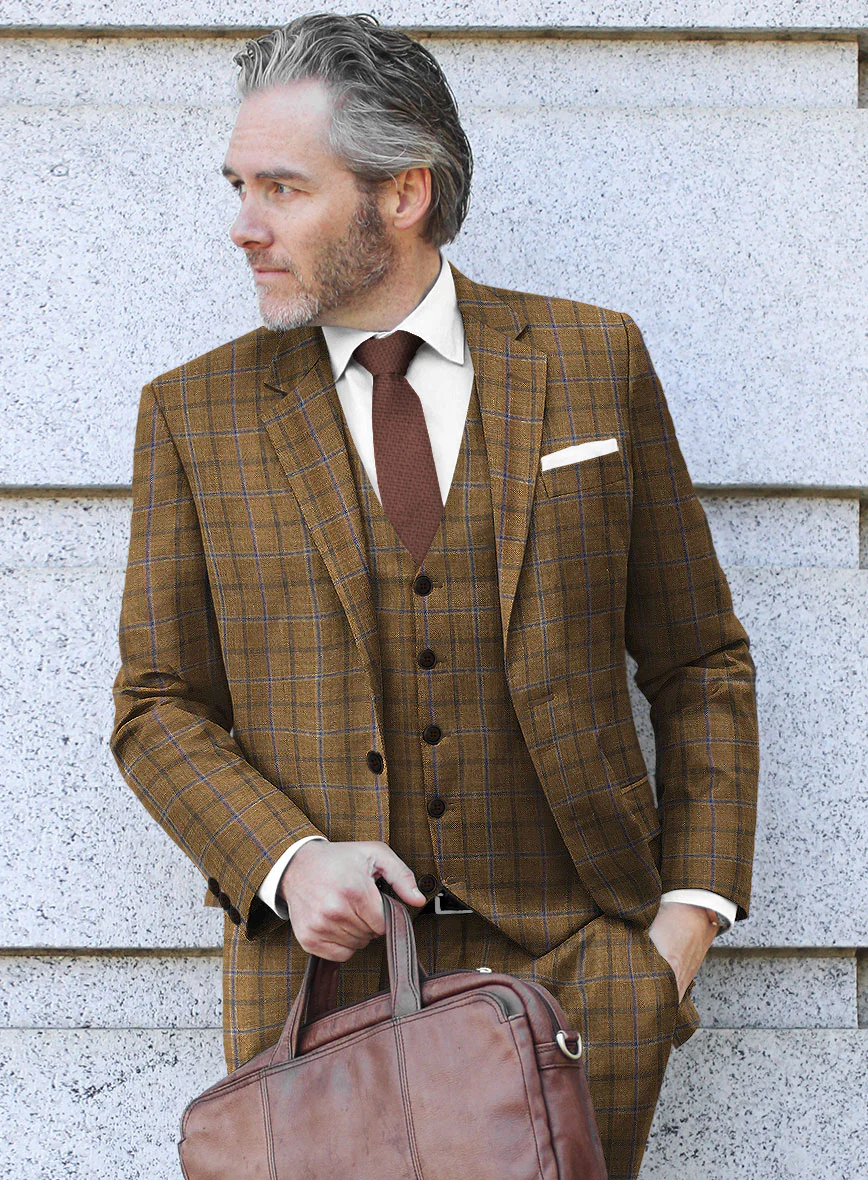 Noble Giancarlo Brown Wool Silk Linen Jacket - Image 2