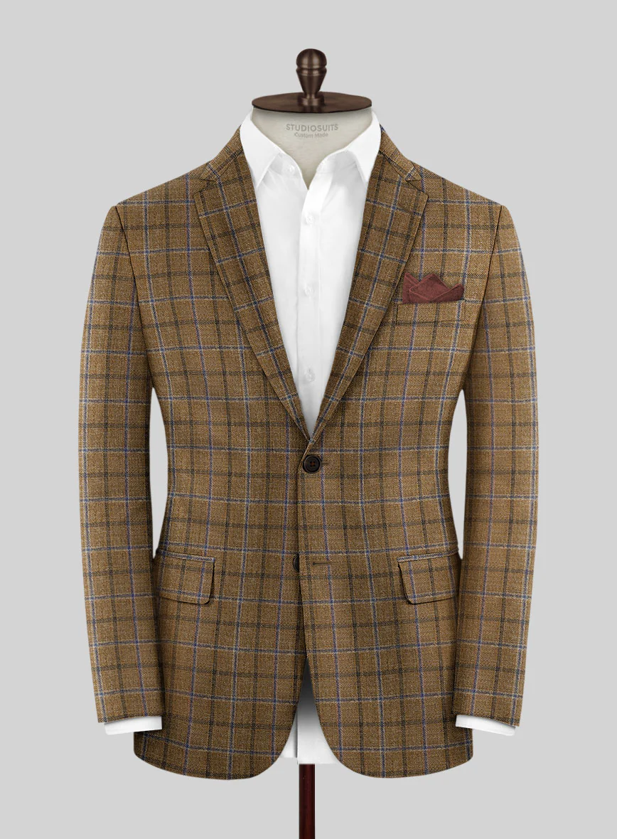Noble Giancarlo Brown Wool Silk Linen Suit - Image 4