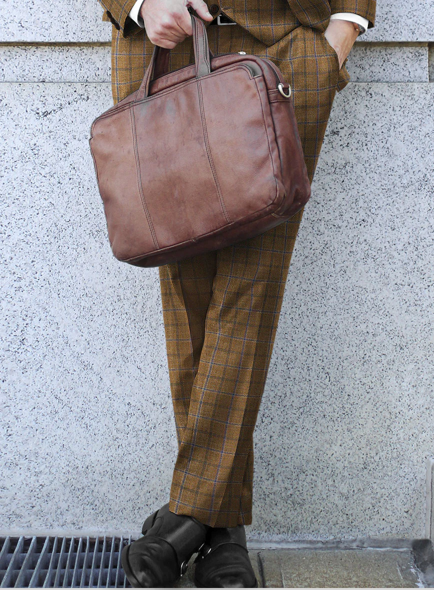 Noble Giancarlo Brown Wool Silk Linen Suit - Image 6
