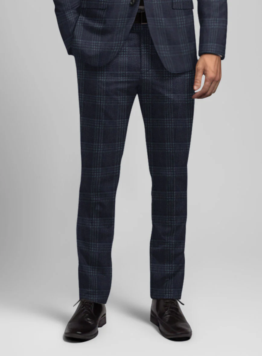 Noble Gianni Blue Wool Silk Linen Pants - Image 2