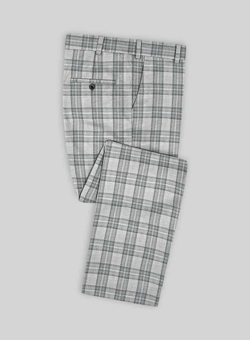 Noble Gray Check Wool Silk Linen Suit - Image 5