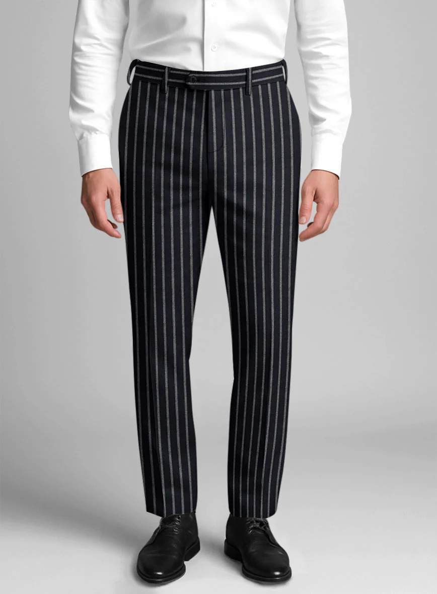 Noble Imelda Blue Stripe Cotton Silk Linen Pants