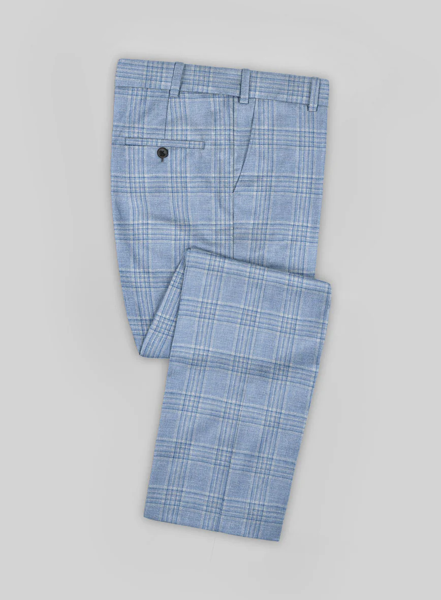 Noble Light Blue Wool Silk Linen Suit - Image 6