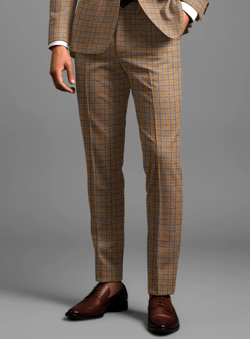 Noble Mustard Check Wool Silk Linen Suit - Image 5
