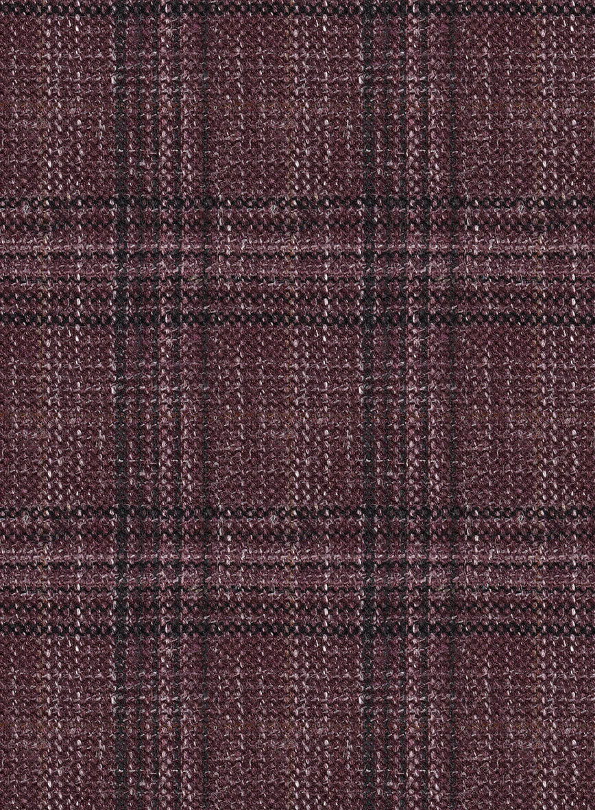 Noble Purple Check Wool Silk Linen Suit - Image 7