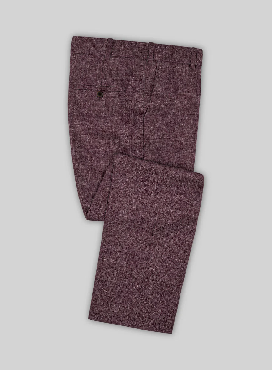 Noble Purple Wool Silk Linen Pants