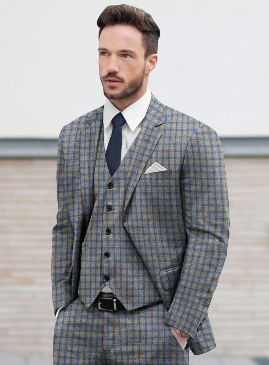 Noble Raquel Blue Wool Silk Linen Suit - Image 3