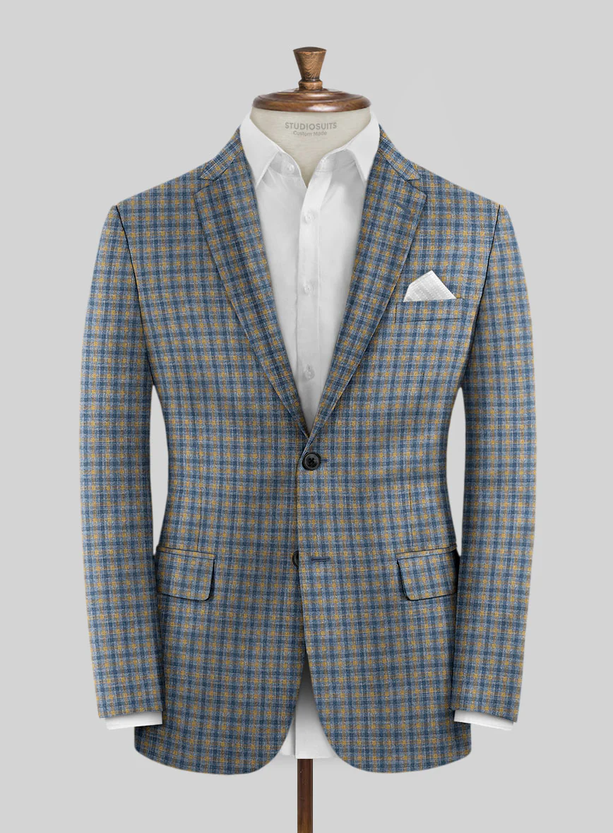 Noble Raquel Blue Wool Silk Linen Suit - Image 4