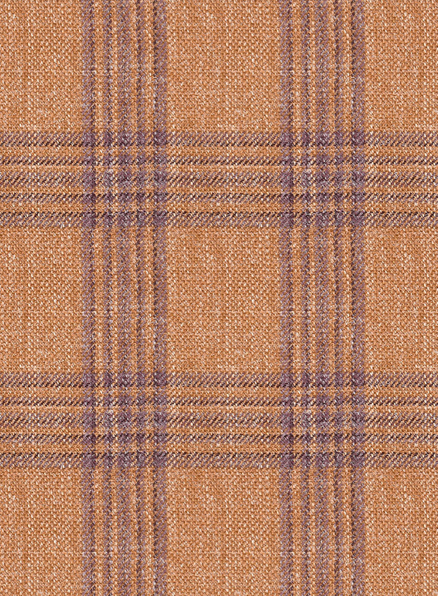 Noble Rust Check Wool Silk Linen Pants - Image 3