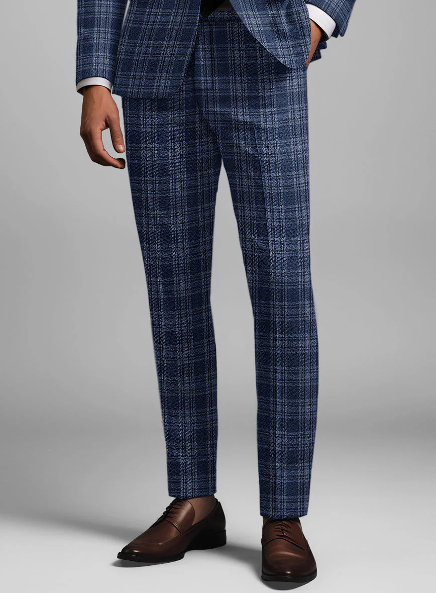 Noble Sandro Blue Wool Silk Linen Pants - Image 2