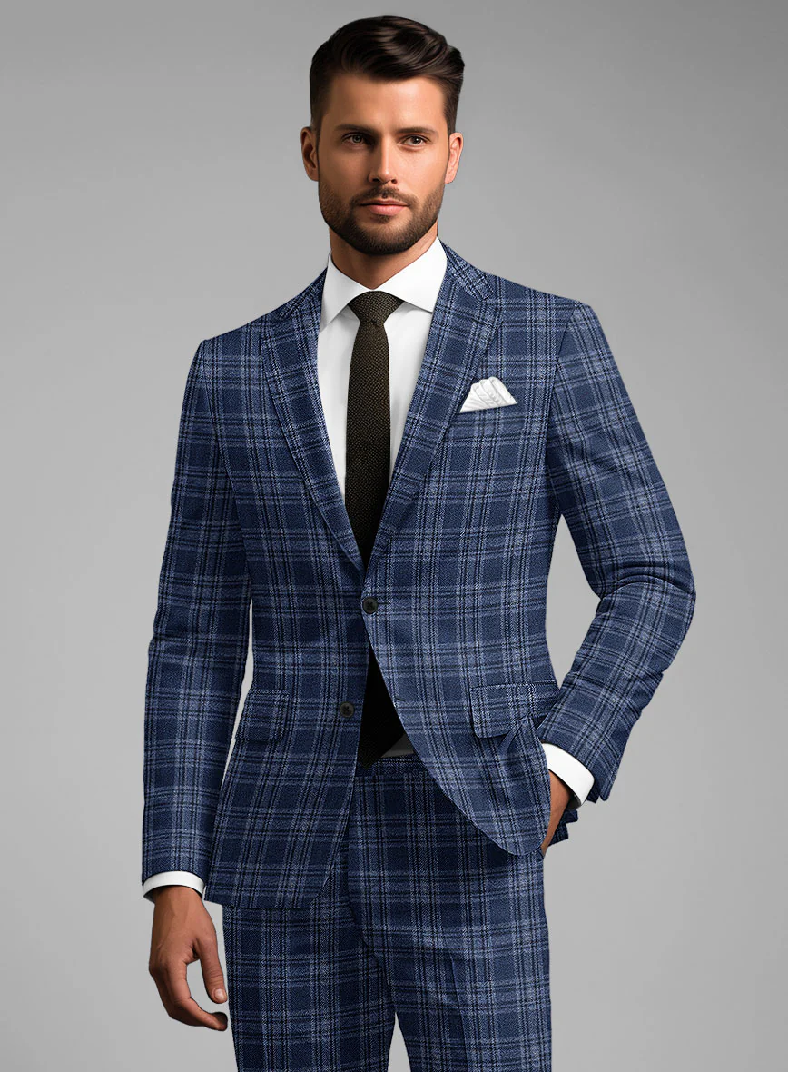 Noble Sandro Blue Wool Silk Linen Suit - Image 3
