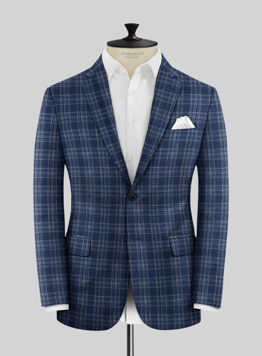 Noble Sandro Blue Wool Silk Linen Suit - Image 4