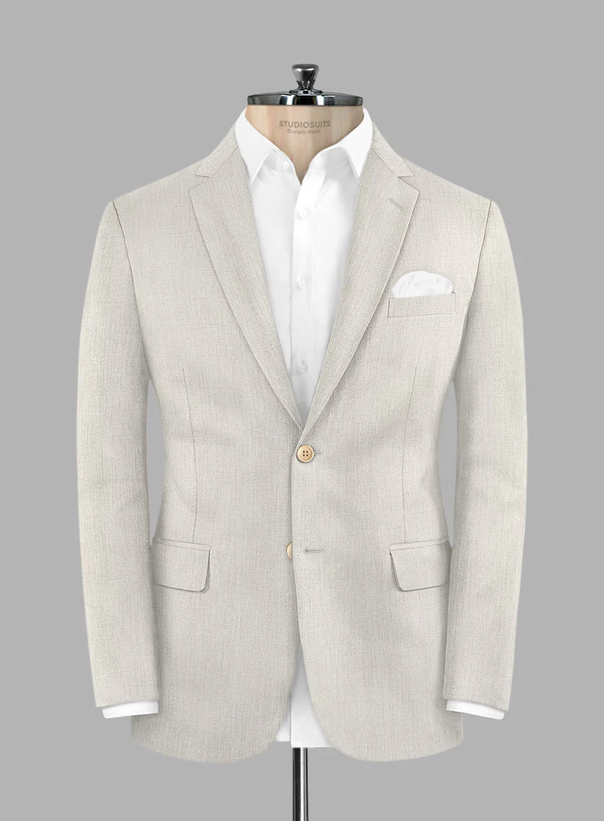 Noble Stone Beige Wool Silk Linen Jacket