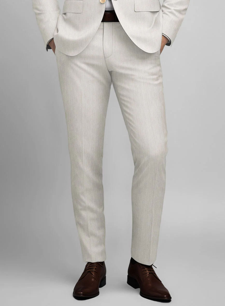 Noble Stone Beige Wool Silk Linen Pants - Image 2