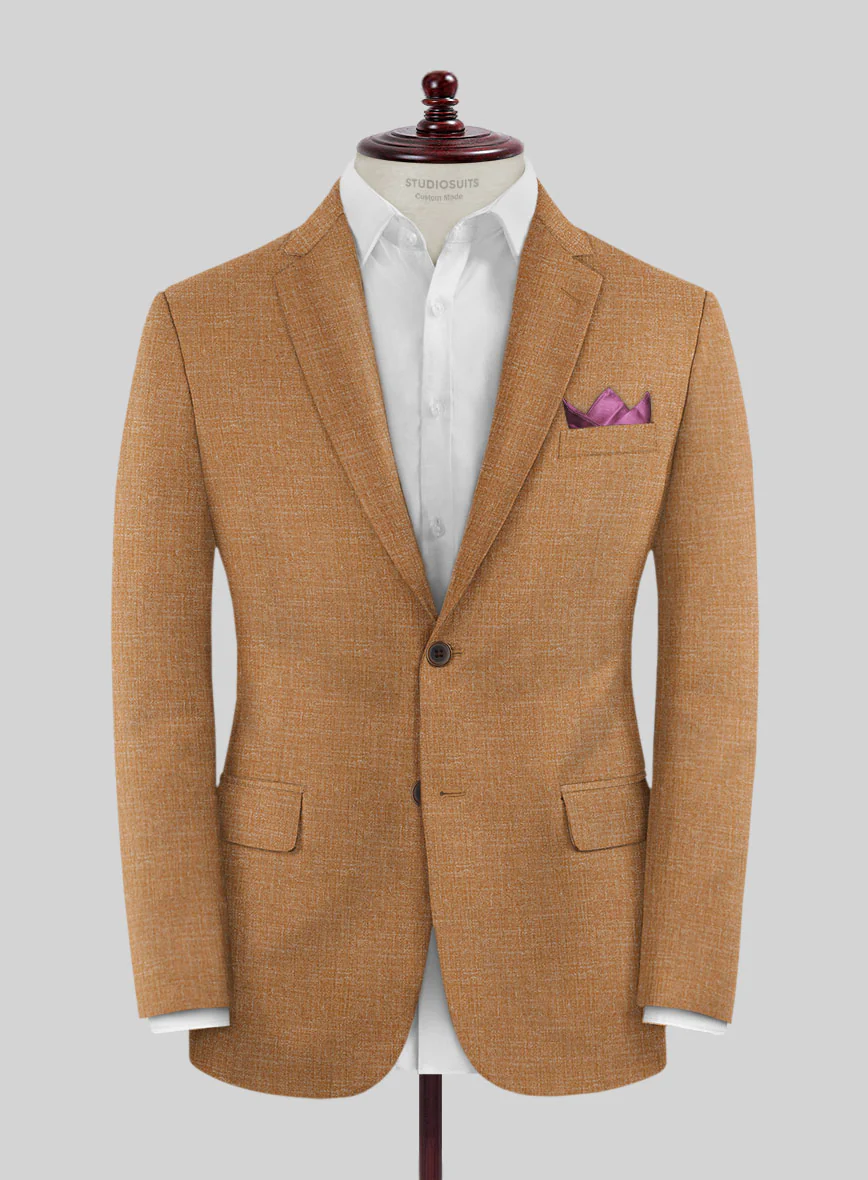 Noble Tan Wool Silk Linen Suit - Image 4